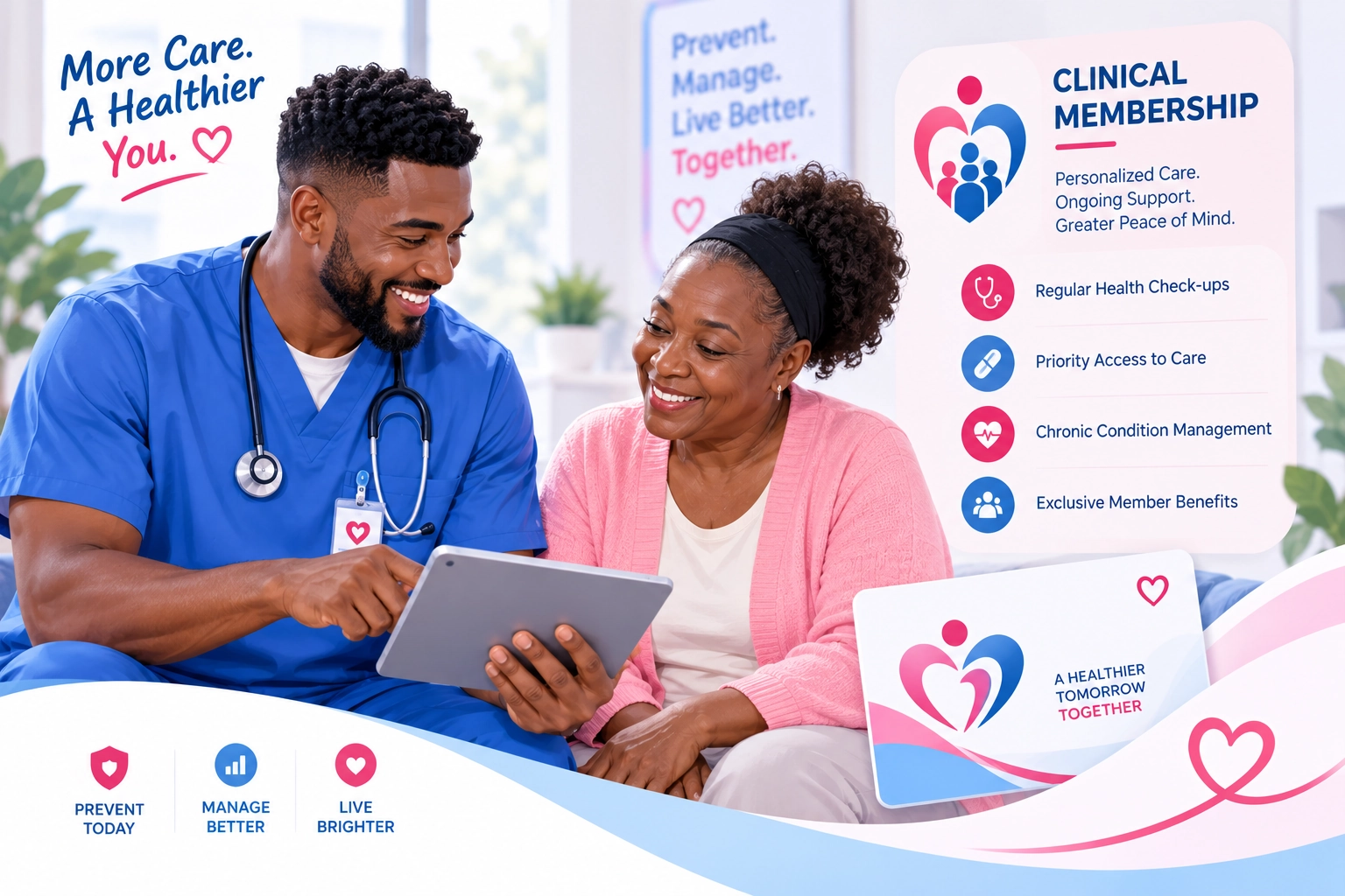 A clinician reviewing a health plan with a member